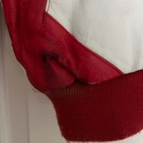 Vintage Vintage WHEREMI Michael Hoban Patriotic American Flag Leather Bomber. - Picture 4 of 6